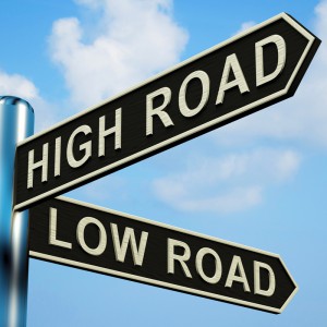 High Or Low Road Directions On A Signpost