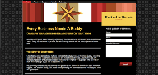 Business Buddy Website Before