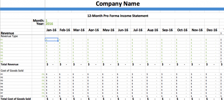 Pro Forma Income Statement