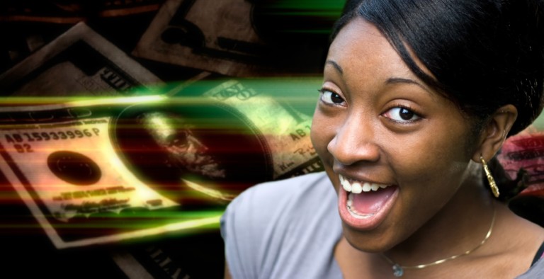 a-happy-or-surprised-young-black-woman-in-front-of-a-money-montage-background