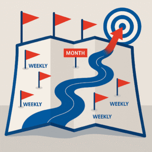 weekly milestones and monthly checkpoints guide the path to financial freedom.