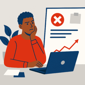 Flat-style illustration of a South Asian man holding a clipboard, symbolizing planning an MVP for a startup.